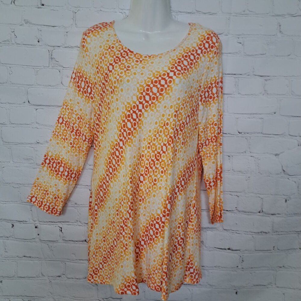 Chico's Rayon Comfy Geometric Print Top Blouse Size 0